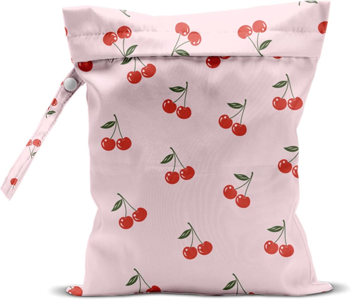 Wet Bag, Wet Dry Bag, Wet Bag for Swimsuit, Travel, Beach, Pool, Diapers, Dirty Yoga Gym Clothes, Makeup Bag, Waterproof Reusable Fruit Decor Orange Strawberry