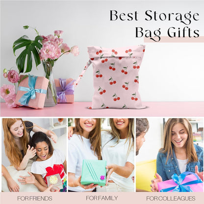 Wet Bag, Wet Dry Bag, Wet Bag for Swimsuit, Travel, Beach, Pool, Diapers, Dirty Yoga Gym Clothes, Makeup Bag, Waterproof Reusable Fruit Decor Orange Strawberry