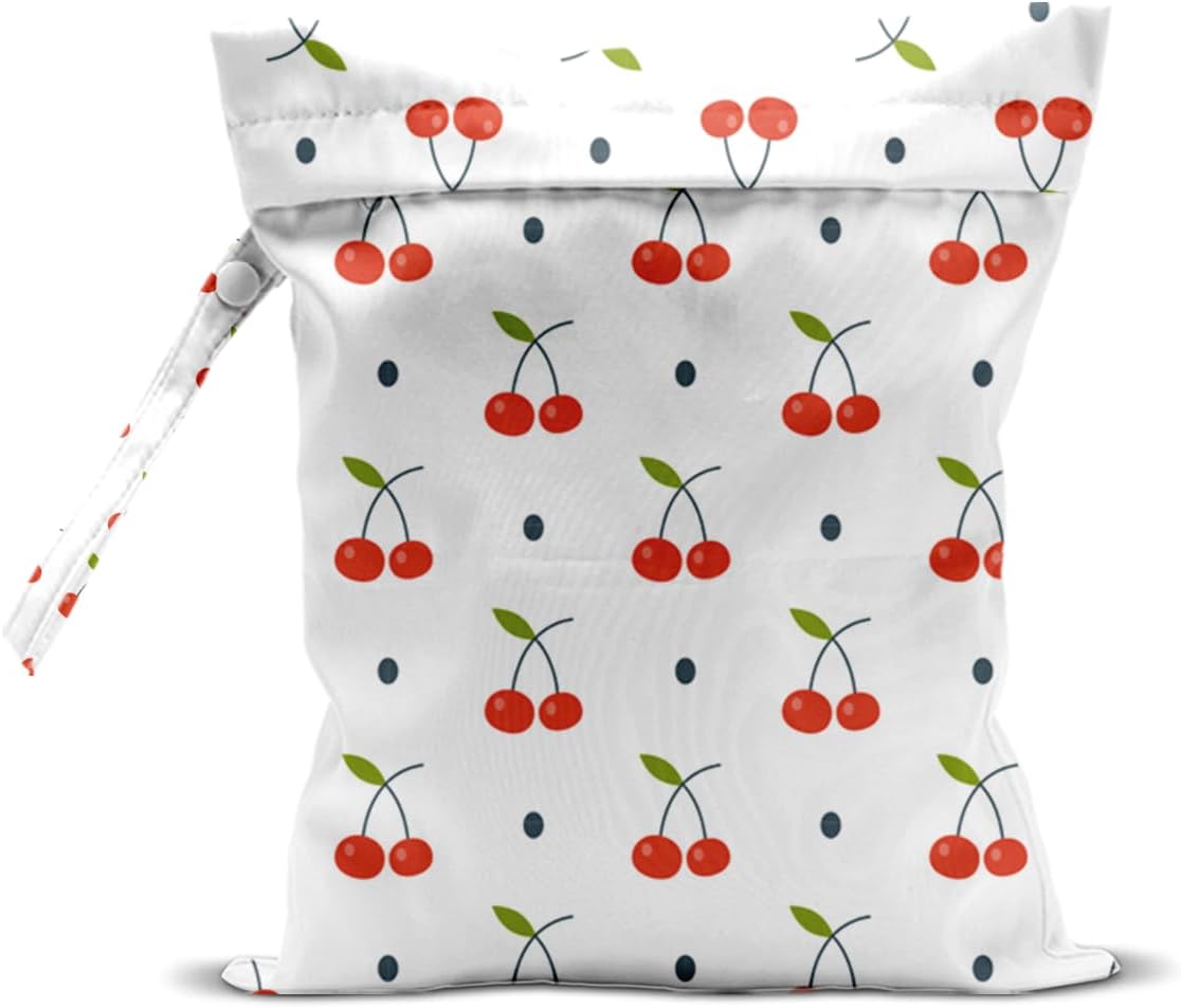 Wet Bag, Wet Dry Bag, Wet Bag for Swimsuit, Travel, Beach, Pool, Diapers, Dirty Yoga Gym Clothes, Makeup Bag, Waterproof Reusable Fruit Decor Orange Strawberry