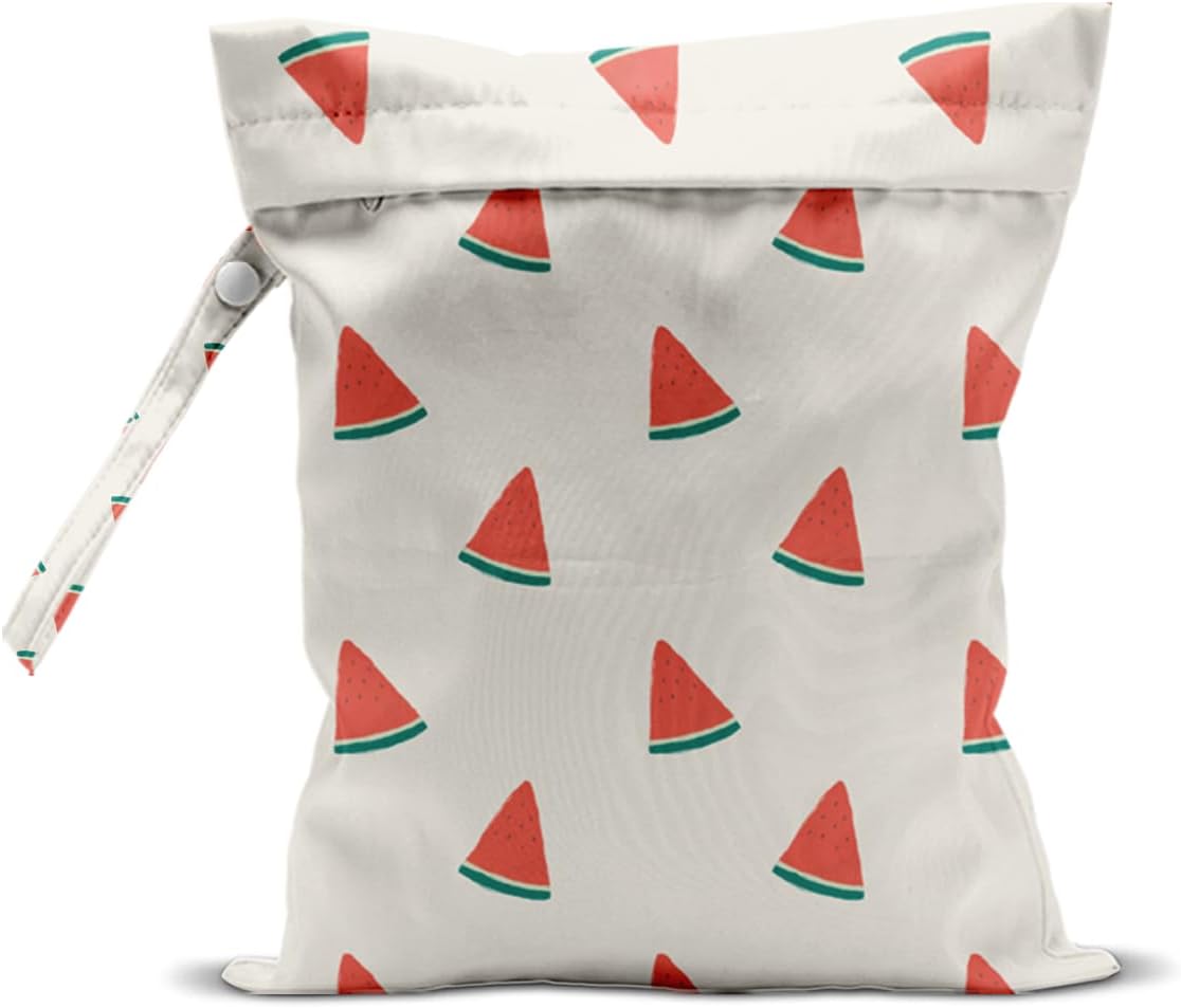 Wet Bag, Wet Dry Bag, Wet Bag for Swimsuit, Travel, Beach, Pool, Diapers, Dirty Yoga Gym Clothes, Makeup Bag, Waterproof Reusable Fruit Decor Orange Strawberry