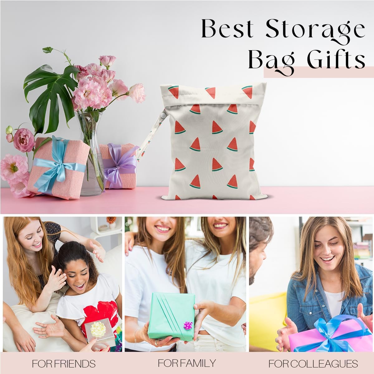Wet Bag, Wet Dry Bag, Wet Bag for Swimsuit, Travel, Beach, Pool, Diapers, Dirty Yoga Gym Clothes, Makeup Bag, Waterproof Reusable Fruit Decor Orange Strawberry