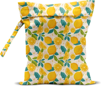 Wet Bag, Wet Dry Bag, Wet Bag for Swimsuit, Travel, Beach, Pool, Diapers, Dirty Yoga Gym Clothes, Makeup Bag, Waterproof Reusable Fruit Decor Orange Strawberry