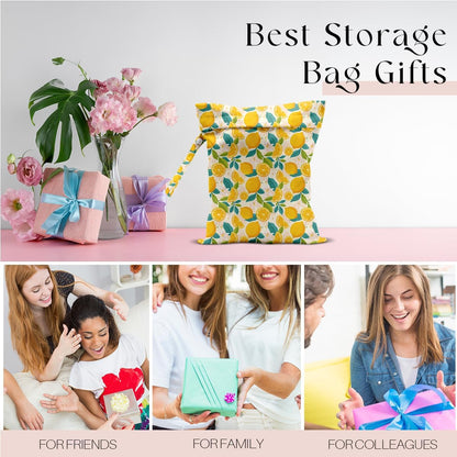Wet Bag, Wet Dry Bag, Wet Bag for Swimsuit, Travel, Beach, Pool, Diapers, Dirty Yoga Gym Clothes, Makeup Bag, Waterproof Reusable Fruit Decor Orange Strawberry