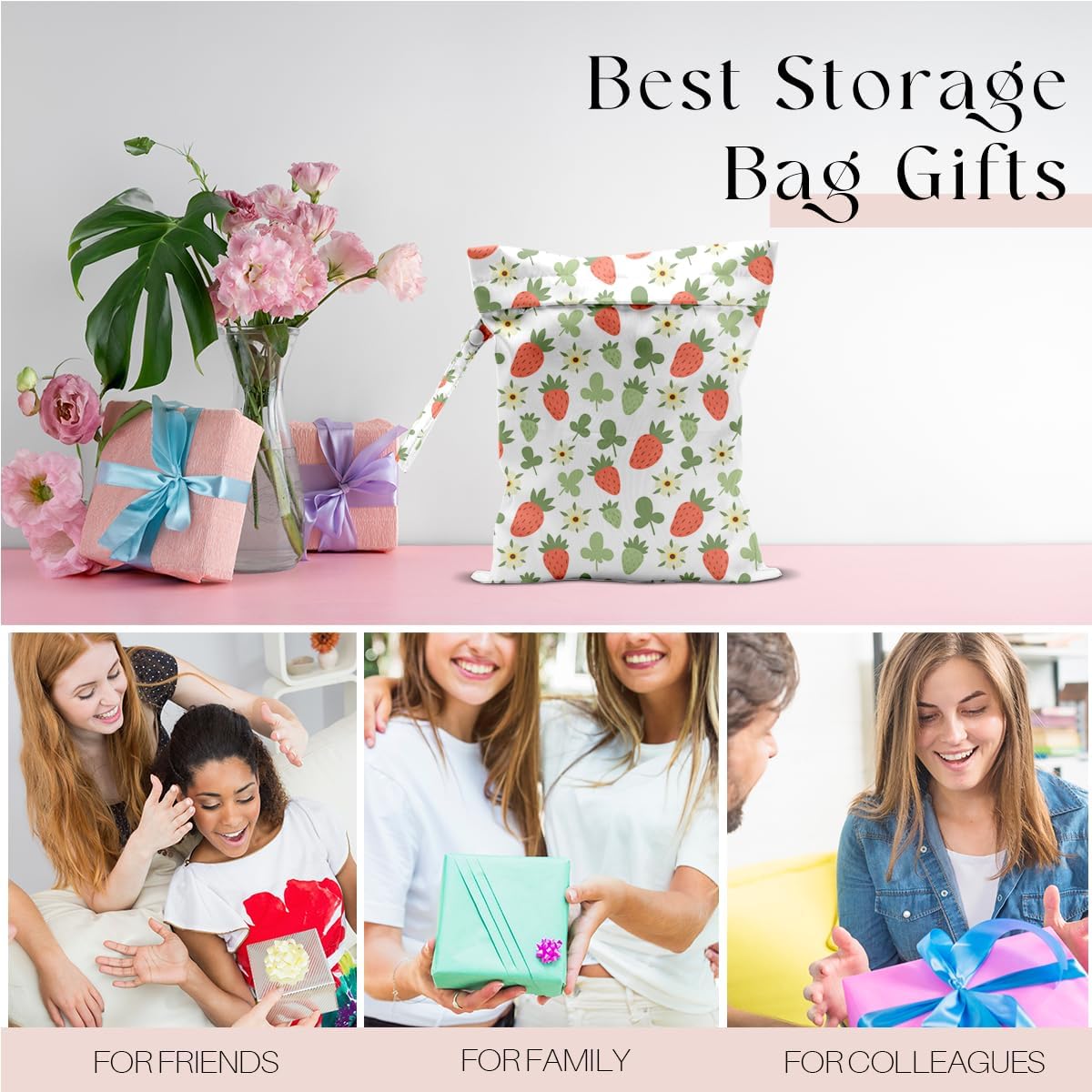 Wet Bag, Wet Dry Bag, Wet Bag for Swimsuit, Travel, Beach, Pool, Diapers, Dirty Yoga Gym Clothes, Makeup Bag, Waterproof Reusable Fruit Decor Orange Strawberry