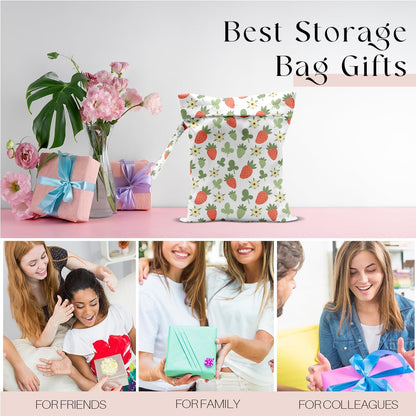 Wet Bag, Wet Dry Bag, Wet Bag for Swimsuit, Travel, Beach, Pool, Diapers, Dirty Yoga Gym Clothes, Makeup Bag, Waterproof Reusable Fruit Decor Orange Strawberry