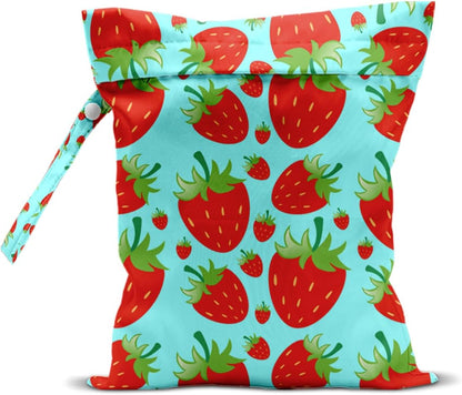 Wet Bag, Wet Dry Bag, Wet Bag for Swimsuit, Travel, Beach, Pool, Diapers, Dirty Yoga Gym Clothes, Makeup Bag, Waterproof Reusable Fruit Decor Orange Strawberry
