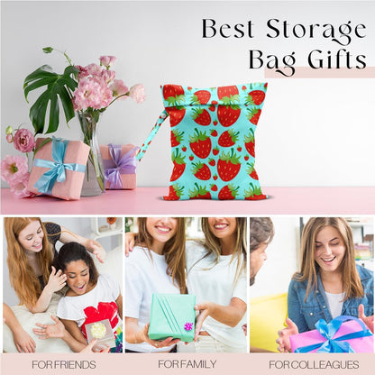 Wet Bag, Wet Dry Bag, Wet Bag for Swimsuit, Travel, Beach, Pool, Diapers, Dirty Yoga Gym Clothes, Makeup Bag, Waterproof Reusable Fruit Decor Orange Strawberry