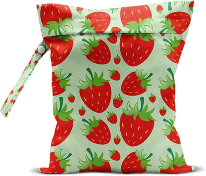 Wet Bag, Wet Dry Bag, Wet Bag for Swimsuit, Travel, Beach, Pool, Diapers, Dirty Yoga Gym Clothes, Makeup Bag, Waterproof Reusable Fruit Decor Orange Strawberry