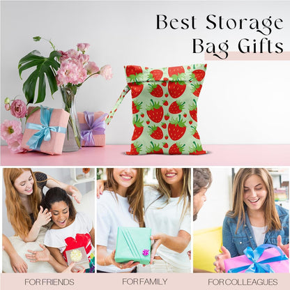 Wet Bag, Wet Dry Bag, Wet Bag for Swimsuit, Travel, Beach, Pool, Diapers, Dirty Yoga Gym Clothes, Makeup Bag, Waterproof Reusable Fruit Decor Orange Strawberry