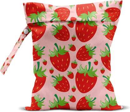 Wet Bag, Wet Dry Bag, Wet Bag for Swimsuit, Travel, Beach, Pool, Diapers, Dirty Yoga Gym Clothes, Makeup Bag, Waterproof Reusable Fruit Decor Orange Strawberry