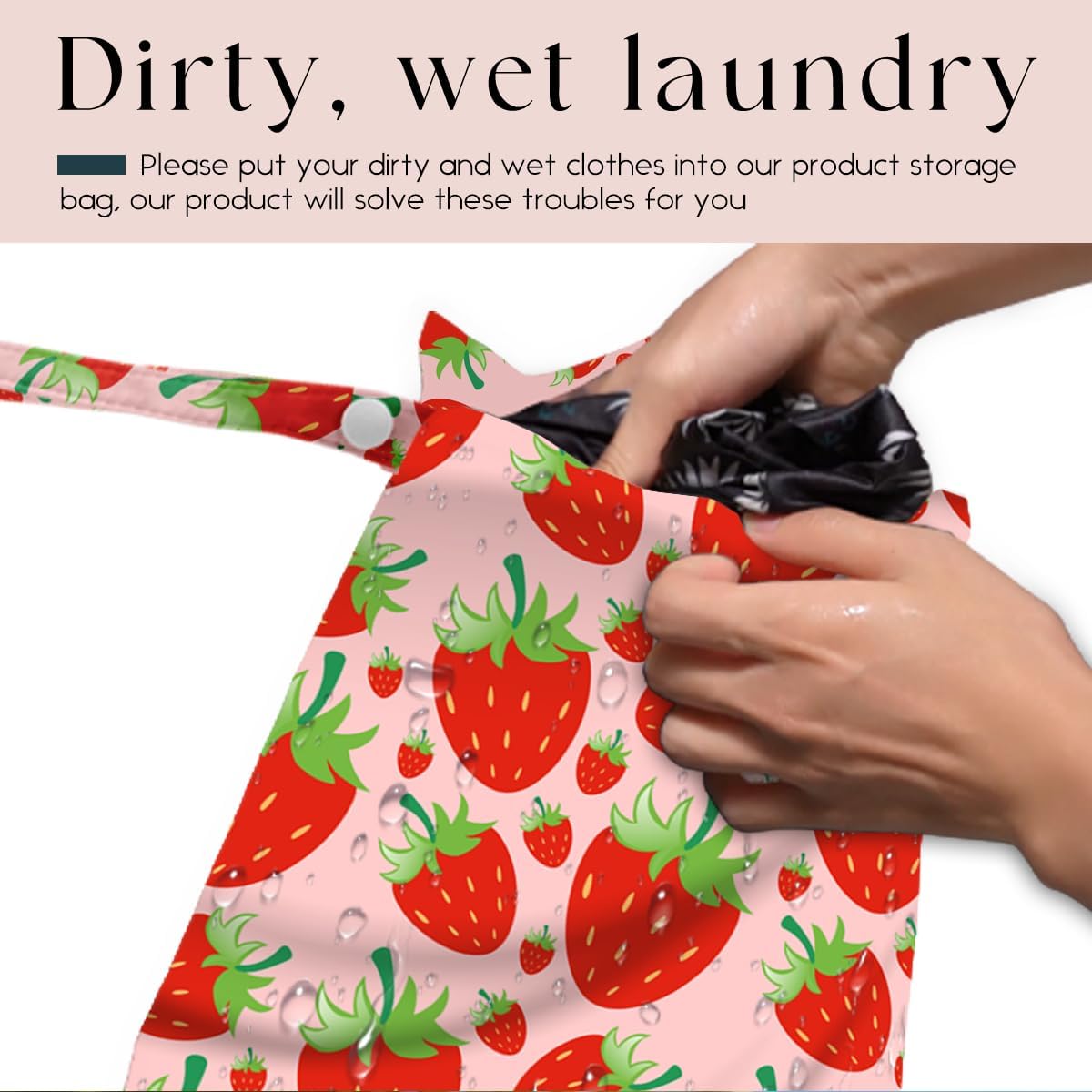 Wet Bag, Wet Dry Bag, Wet Bag for Swimsuit, Travel, Beach, Pool, Diapers, Dirty Yoga Gym Clothes, Makeup Bag, Waterproof Reusable Fruit Decor Orange Strawberry