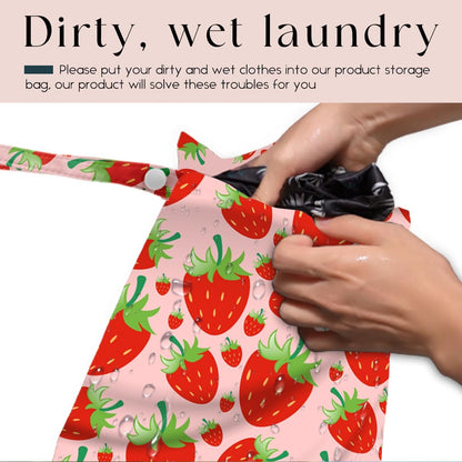 Wet Bag, Wet Dry Bag, Wet Bag for Swimsuit, Travel, Beach, Pool, Diapers, Dirty Yoga Gym Clothes, Makeup Bag, Waterproof Reusable Fruit Decor Orange Strawberry