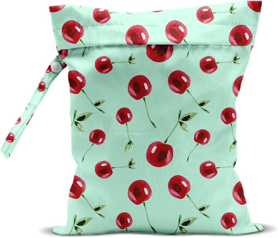 Wet Bag, Wet Dry Bag, Wet Bag for Swimsuit, Travel, Beach, Pool, Diapers, Dirty Yoga Gym Clothes, Makeup Bag, Waterproof Reusable Fruit Decor Orange Strawberry