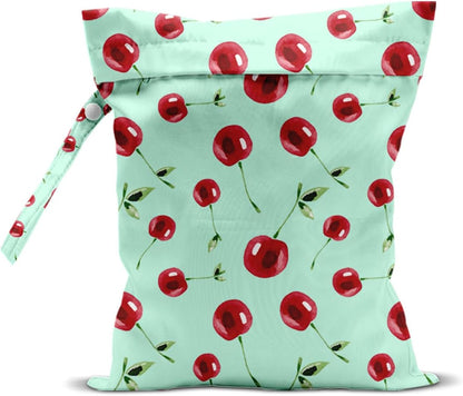 Wet Bag, Wet Dry Bag, Wet Bag for Swimsuit, Travel, Beach, Pool, Diapers, Dirty Yoga Gym Clothes, Makeup Bag, Waterproof Reusable Fruit Decor Orange Strawberry