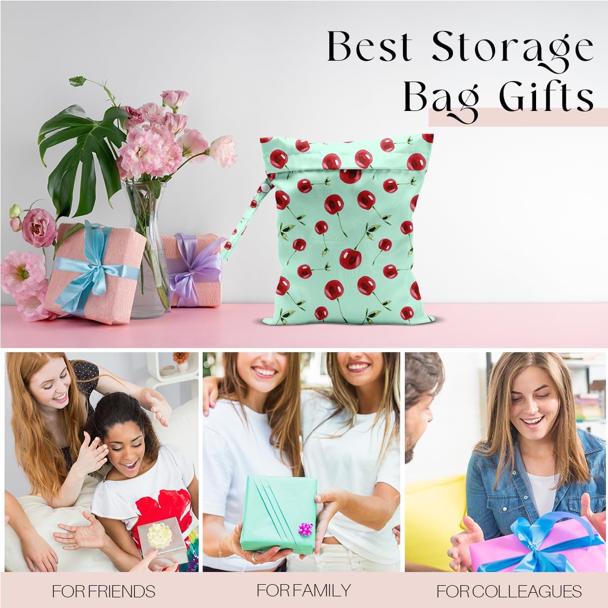 Wet Bag, Wet Dry Bag, Wet Bag for Swimsuit, Travel, Beach, Pool, Diapers, Dirty Yoga Gym Clothes, Makeup Bag, Waterproof Reusable Fruit Decor Orange Strawberry