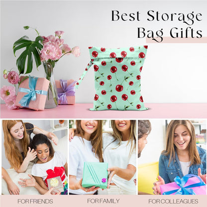 Wet Bag, Wet Dry Bag, Wet Bag for Swimsuit, Travel, Beach, Pool, Diapers, Dirty Yoga Gym Clothes, Makeup Bag, Waterproof Reusable Fruit Decor Orange Strawberry