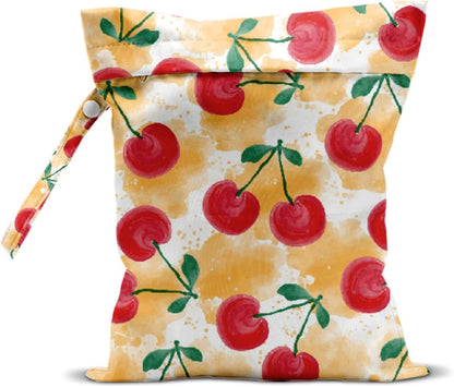 Wet Bag, Wet Dry Bag, Wet Bag for Swimsuit, Travel, Beach, Pool, Diapers, Dirty Yoga Gym Clothes, Makeup Bag, Waterproof Reusable Fruit Decor Orange Strawberry