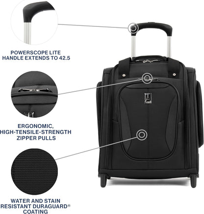 Tourlite Softside Lightweight Rolling Underseat Compact Carry-On Upright 2 Wheel Bag, Men and Women, Black, 15-Inch