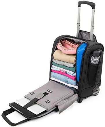 Tourlite Softside Lightweight Rolling Underseat Compact Carry-On Upright 2 Wheel Bag, Men and Women, Black, 15-Inch