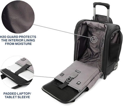 Tourlite Softside Lightweight Rolling Underseat Compact Carry-On Upright 2 Wheel Bag, Men and Women, Black, 15-Inch