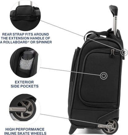 Tourlite Softside Lightweight Rolling Underseat Compact Carry-On Upright 2 Wheel Bag, Men and Women, Black, 15-Inch