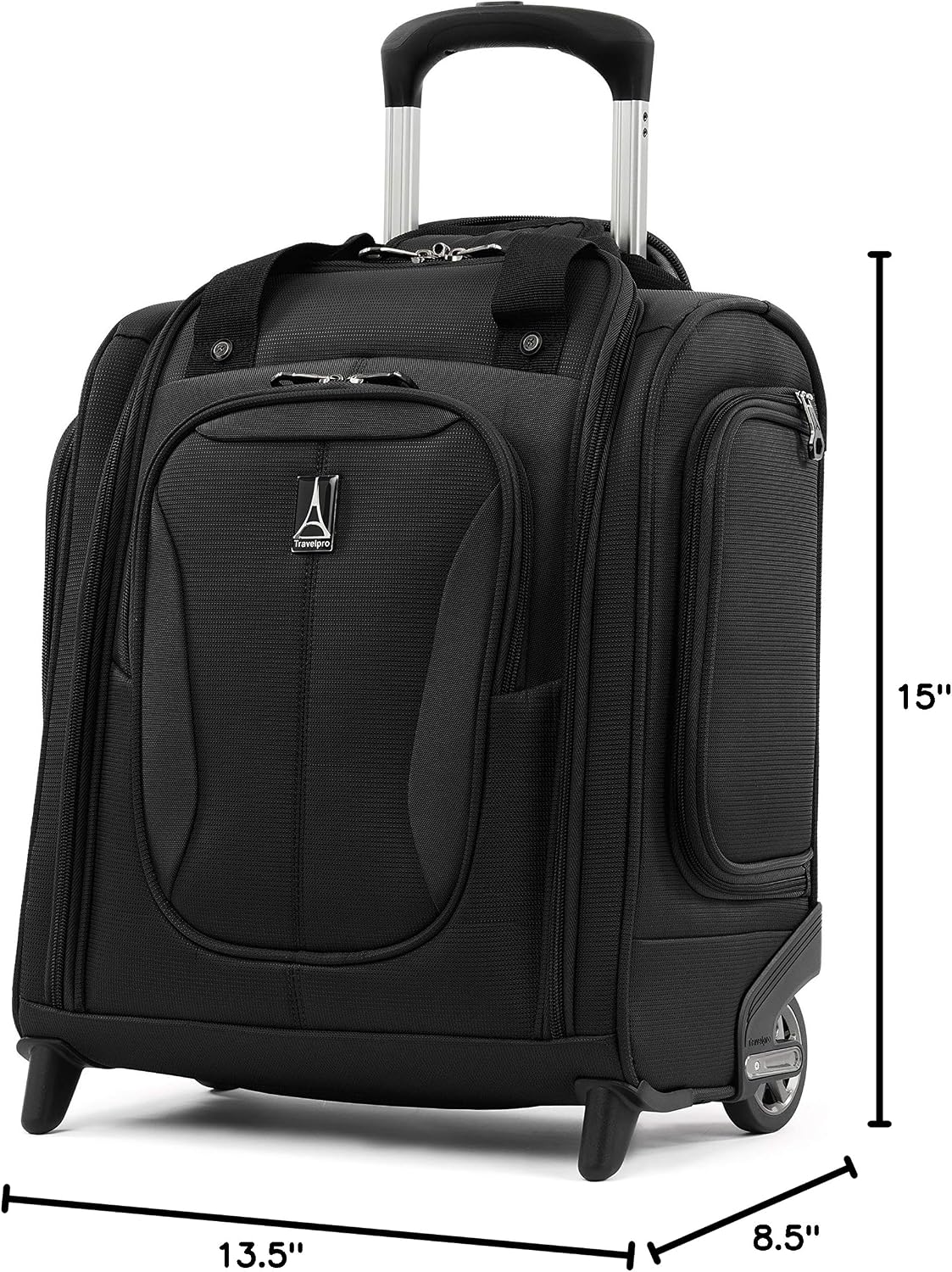 Tourlite Softside Lightweight Rolling Underseat Compact Carry-On Upright 2 Wheel Bag, Men and Women, Black, 15-Inch