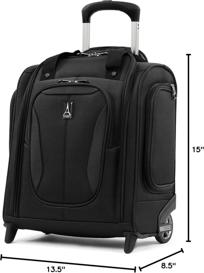 Tourlite Softside Lightweight Rolling Underseat Compact Carry-On Upright 2 Wheel Bag, Men and Women, Black, 15-Inch