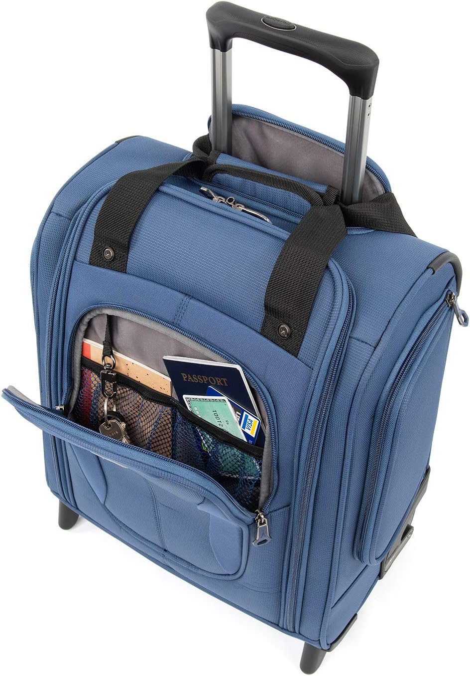 Tourlite Softside Lightweight Rolling Underseat Compact Carry-On Upright 2 Wheel Bag, Men and Women, Black, 15-Inch