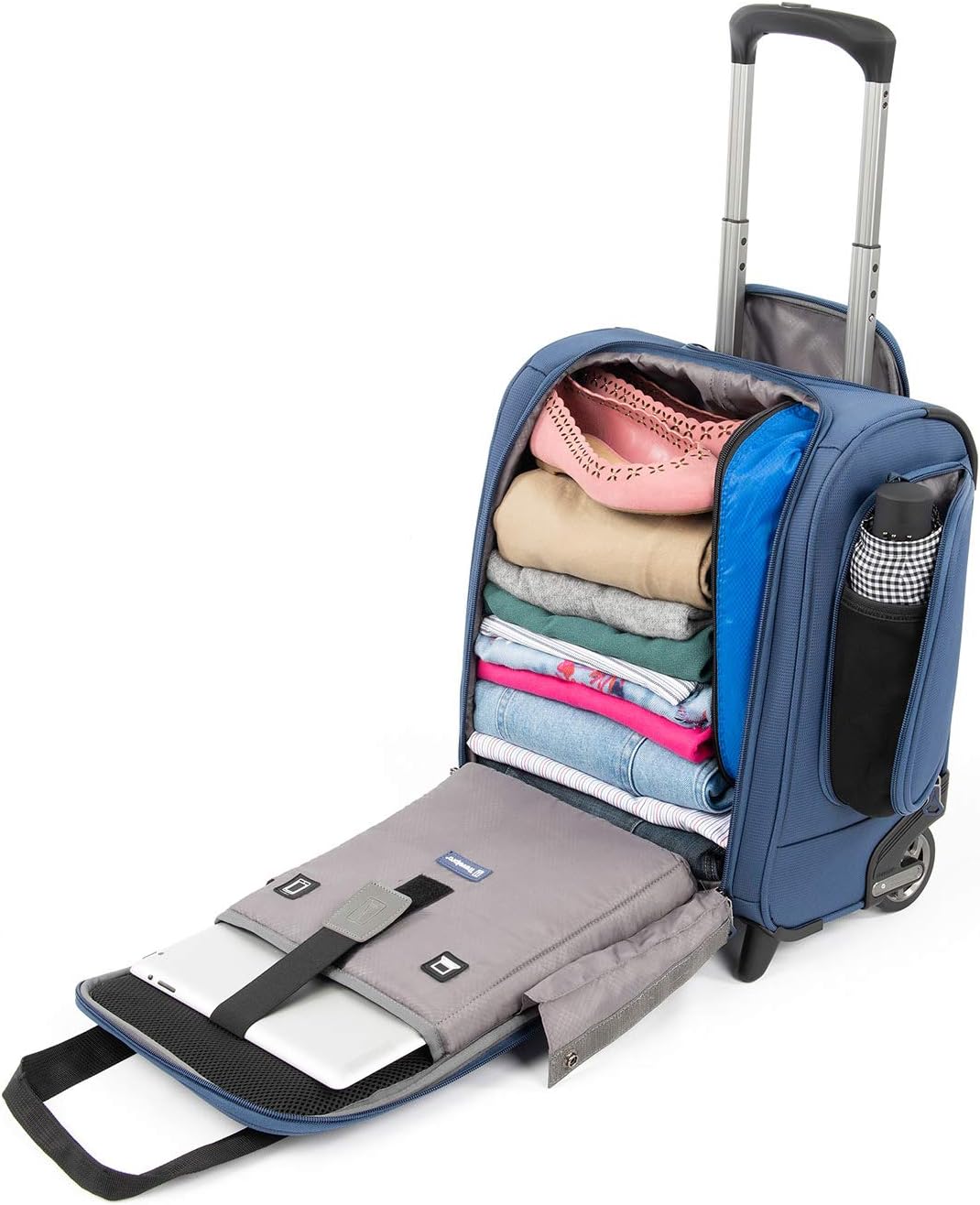 Tourlite Softside Lightweight Rolling Underseat Compact Carry-On Upright 2 Wheel Bag, Men and Women, Black, 15-Inch
