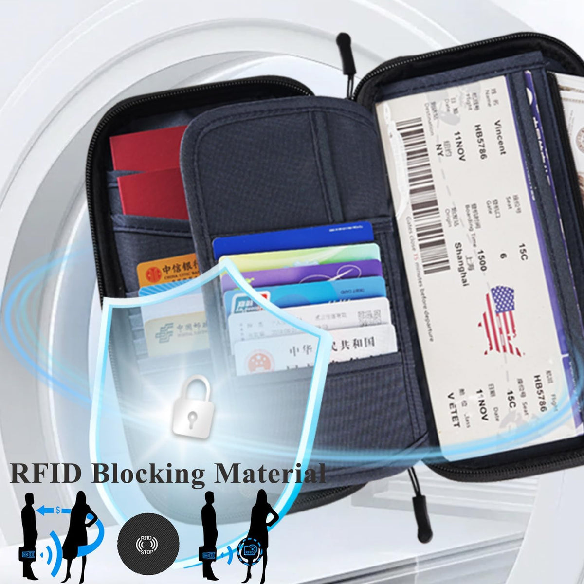 RFID Blocking Family Passport Holder, Multi-functional Travel Document Organizer, for Women, Men, and Families