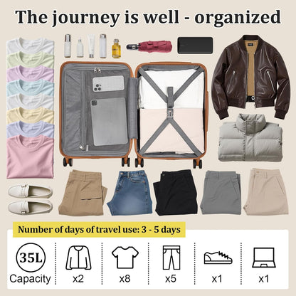 Carry on Luggage 22x14x9 Airline Approved, Hardside 20 Inch Carry-on Suitcases with Spinner Wheels, Lightweight Travel Luggage Sets with TSA Lock