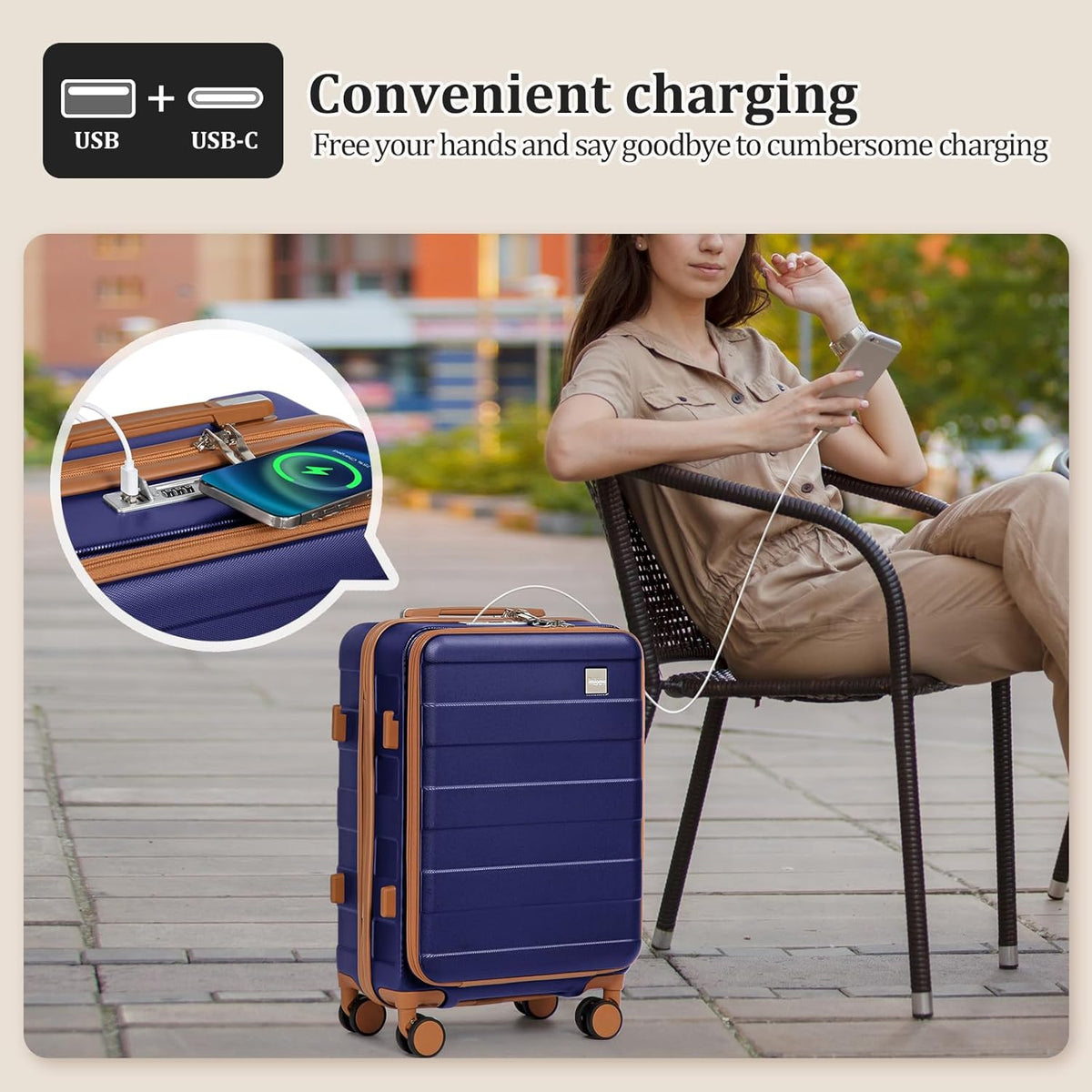 Carry on Luggage 22x14x9 Airline Approved, Hardside 20 Inch Carry-on Suitcases with Spinner Wheels, Lightweight Travel Luggage Sets with TSA Lock