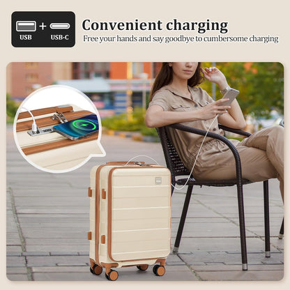 Carry on Luggage 22x14x9 Airline Approved, Hardside 20 Inch Carry-on Suitcases with Spinner Wheels, Lightweight Travel Luggage Sets with TSA Lock