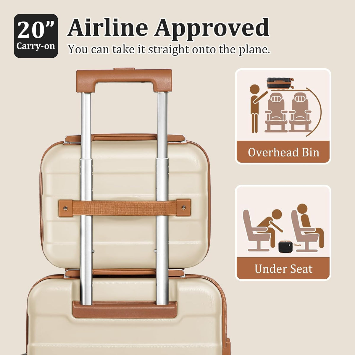 Carry on Luggage 22x14x9 Airline Approved, Hardside 20 Inch Carry-on Suitcases with Spinner Wheels, Lightweight Travel Luggage Sets with TSA Lock