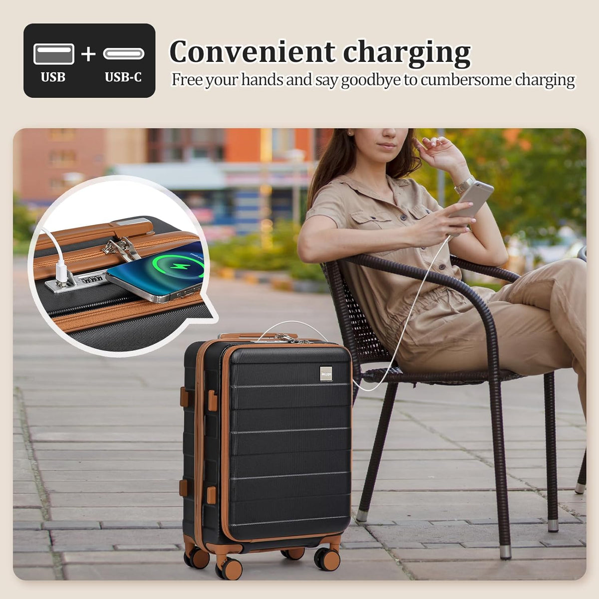 Carry on Luggage 22x14x9 Airline Approved, Hardside 20 Inch Carry-on Suitcases with Spinner Wheels, Lightweight Travel Luggage Sets with TSA Lock
