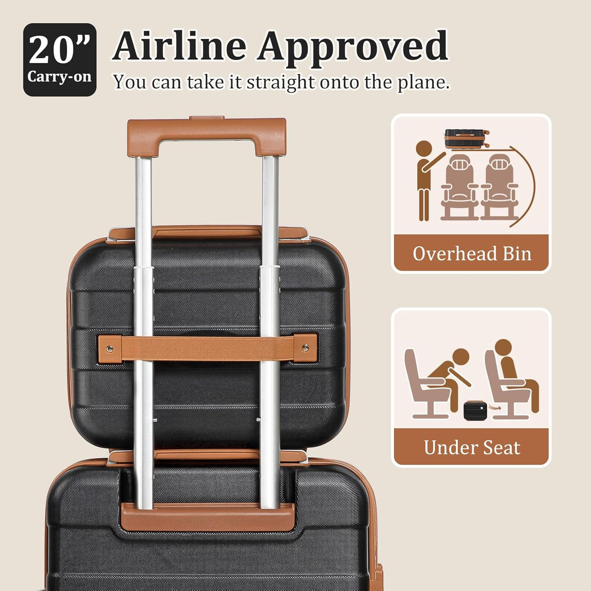 Carry on Luggage 22x14x9 Airline Approved, Hardside 20 Inch Carry-on Suitcases with Spinner Wheels, Lightweight Travel Luggage Sets with TSA Lock