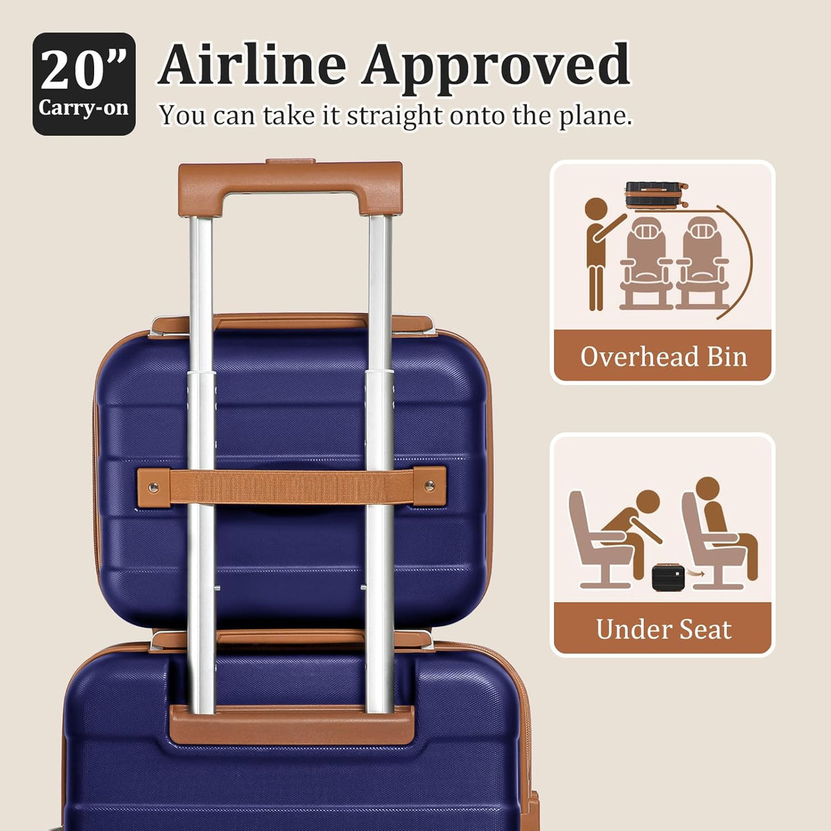 Carry on Luggage 22x14x9 Airline Approved, Hardside 20 Inch Carry-on Suitcases with Spinner Wheels, Lightweight Travel Luggage Sets with TSA Lock