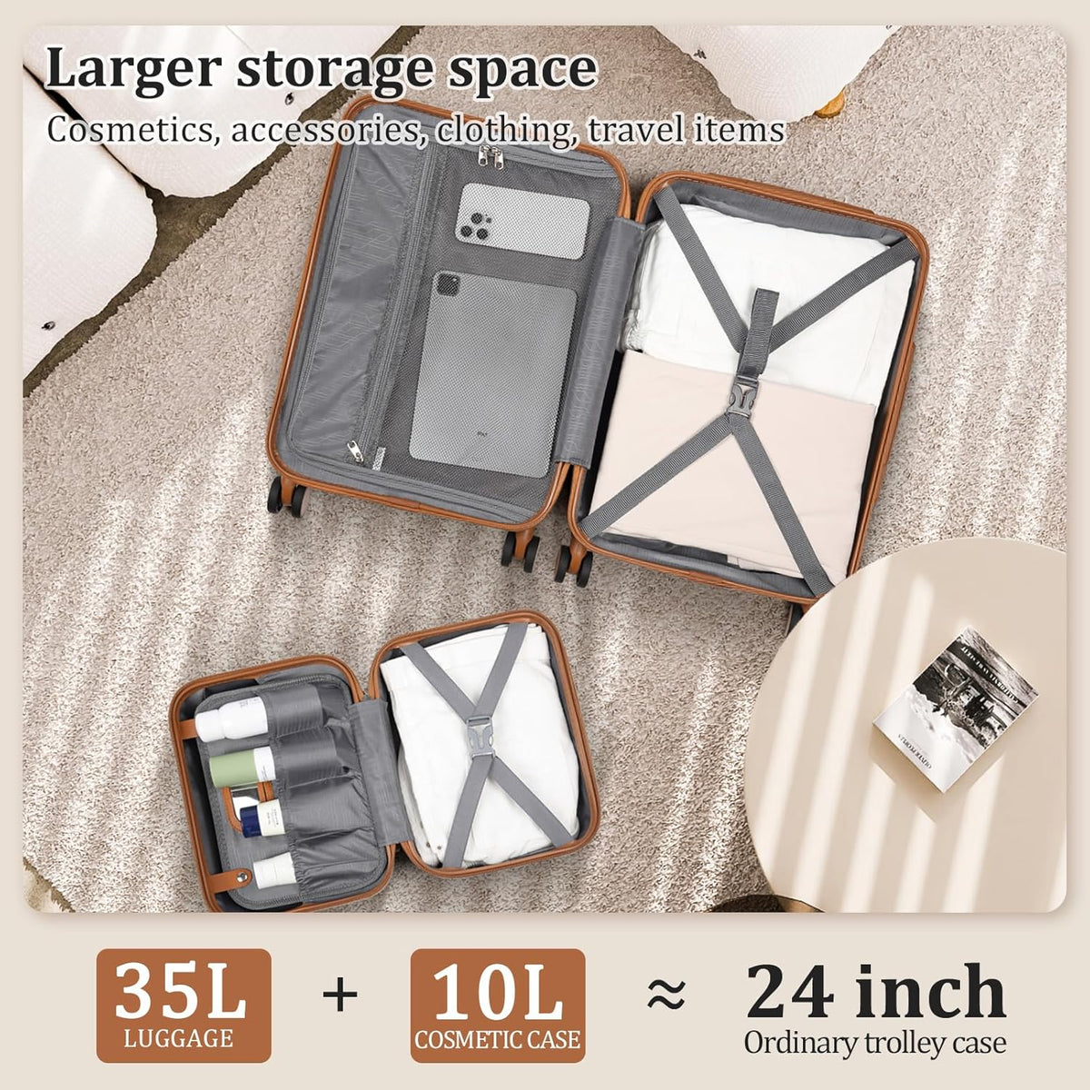 Carry on Luggage 22x14x9 Airline Approved, Hardside 20 Inch Carry-on Suitcases with Spinner Wheels, Lightweight Travel Luggage Sets with TSA Lock