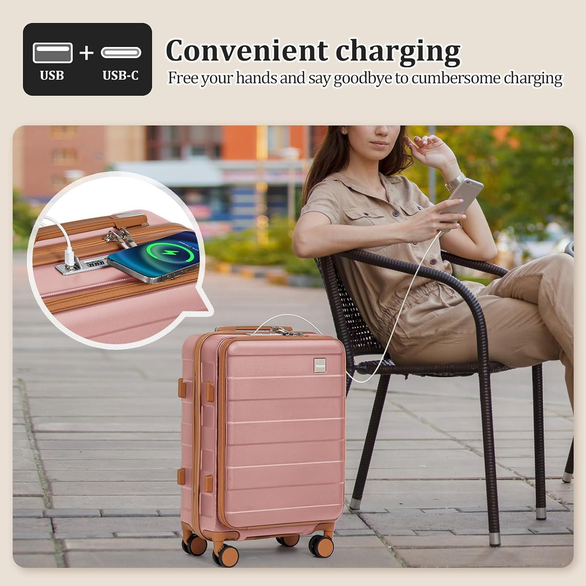 Carry on Luggage 22x14x9 Airline Approved, Hardside 20 Inch Carry-on Suitcases with Spinner Wheels, Lightweight Travel Luggage Sets with TSA Lock