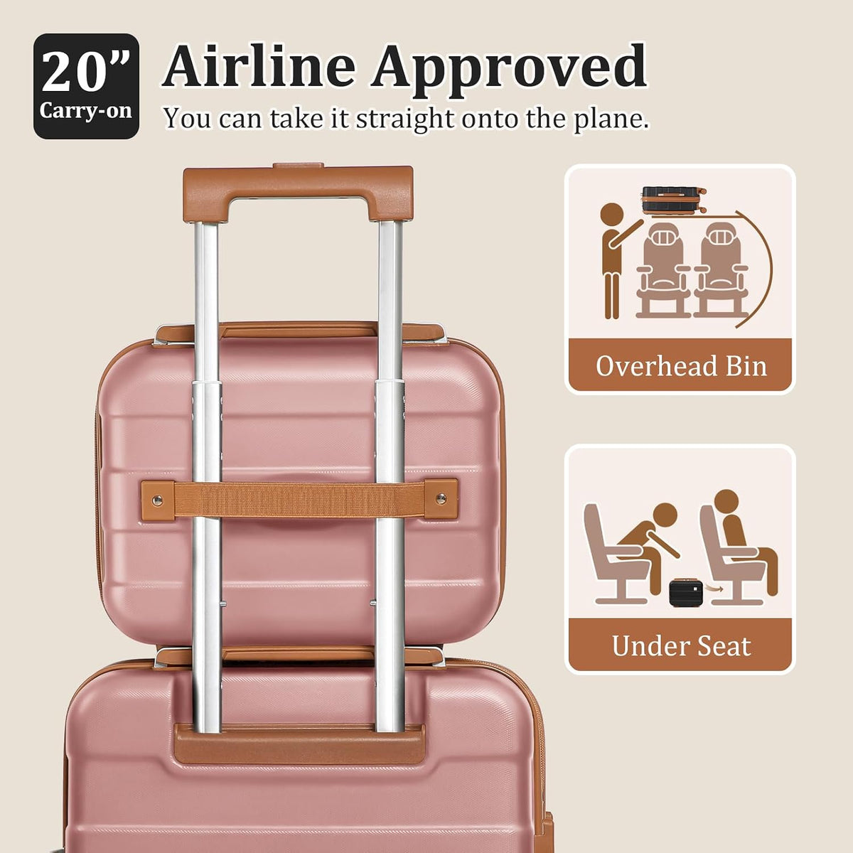 Carry on Luggage 22x14x9 Airline Approved, Hardside 20 Inch Carry-on Suitcases with Spinner Wheels, Lightweight Travel Luggage Sets with TSA Lock