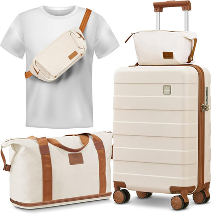 Carry on Luggage 22x14x9 Airline Approved, Hardside 20 Inch Carry-on Suitcases with Spinner Wheels, Lightweight Travel Luggage Sets with TSA Lock