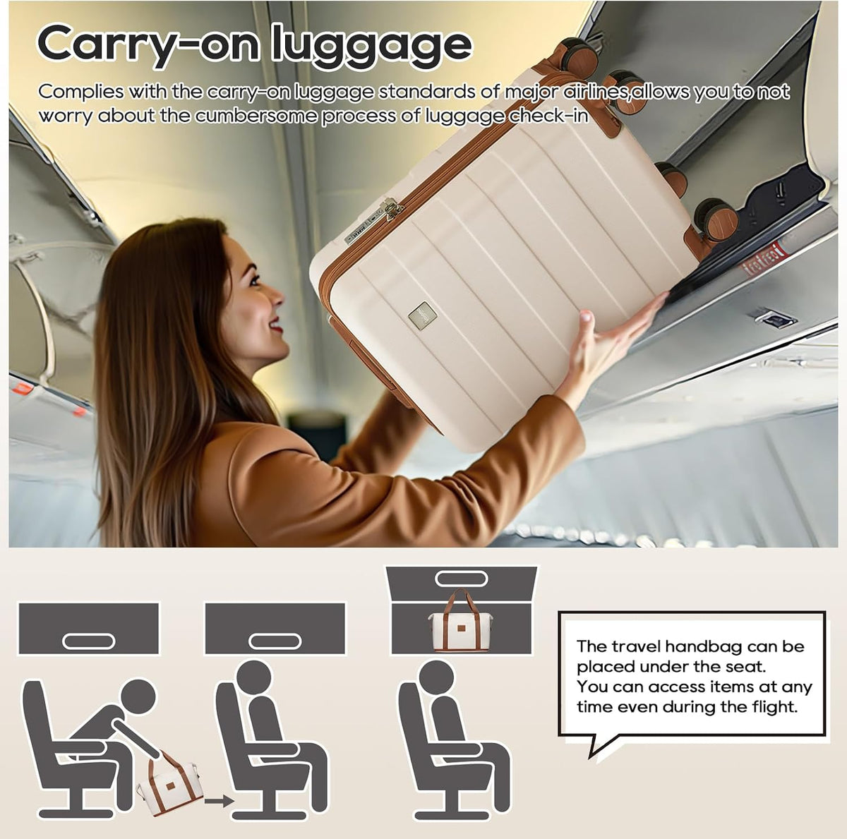 Carry on Luggage 22x14x9 Airline Approved, Hardside 20 Inch Carry-on Suitcases with Spinner Wheels, Lightweight Travel Luggage Sets with TSA Lock