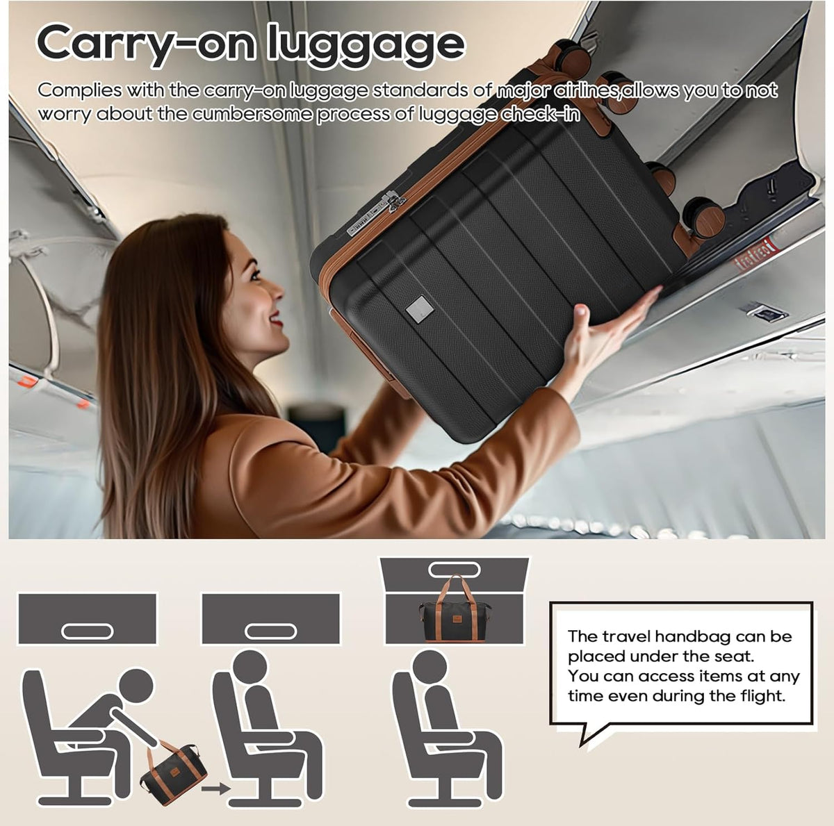 Carry on Luggage 22x14x9 Airline Approved, Hardside 20 Inch Carry-on Suitcases with Spinner Wheels, Lightweight Travel Luggage Sets with TSA Lock