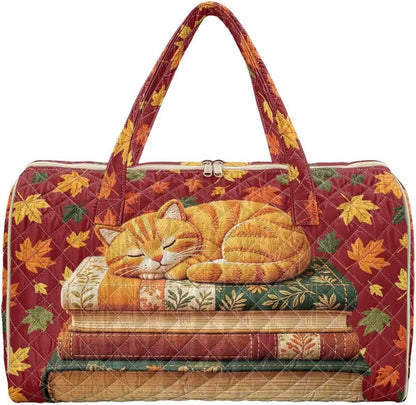 Cactus Quilted Gym Bag For Women, Quilt Large Tote Bag Holds Travel Essentials Clothes Makeup, Padded Top Handles, Lightweight Open Top with Inner Pockets to Store Cosmetics & Small Essentials