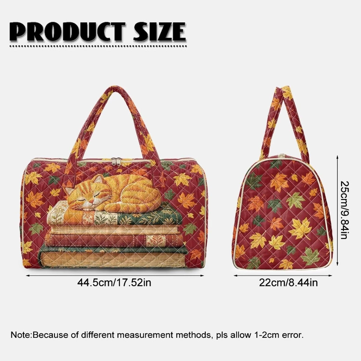 Cactus Quilted Gym Bag For Women, Quilt Large Tote Bag Holds Travel Essentials Clothes Makeup, Padded Top Handles, Lightweight Open Top with Inner Pockets to Store Cosmetics & Small Essentials