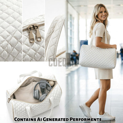 Cactus Quilted Gym Bag For Women, Quilt Large Tote Bag Holds Travel Essentials Clothes Makeup, Padded Top Handles, Lightweight Open Top with Inner Pockets to Store Cosmetics & Small Essentials