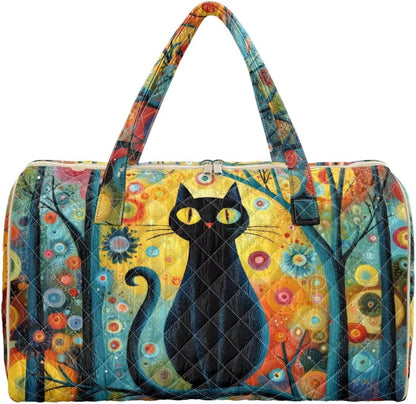 Cactus Quilted Gym Bag For Women, Quilt Large Tote Bag Holds Travel Essentials Clothes Makeup, Padded Top Handles, Lightweight Open Top with Inner Pockets to Store Cosmetics & Small Essentials