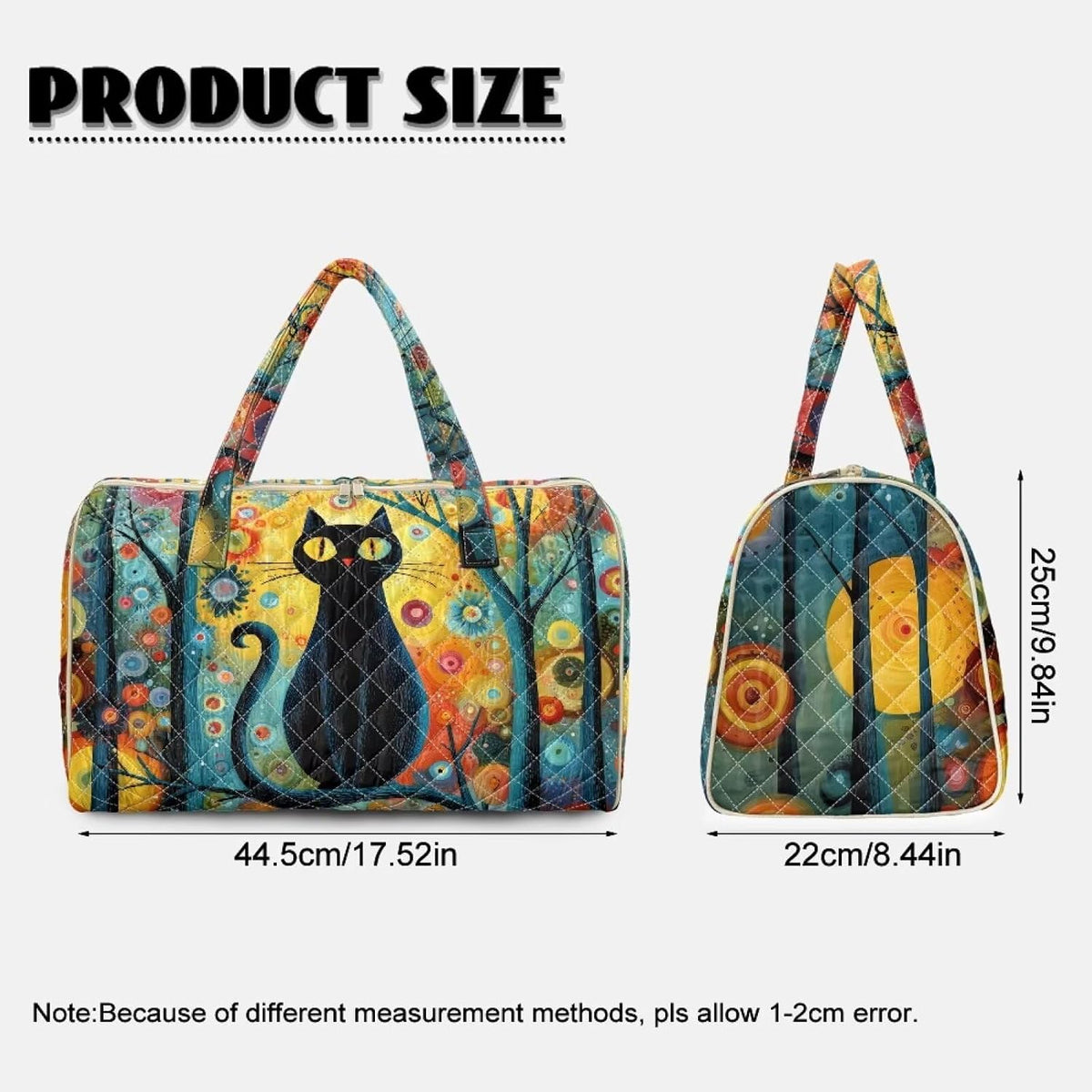 Cactus Quilted Gym Bag For Women, Quilt Large Tote Bag Holds Travel Essentials Clothes Makeup, Padded Top Handles, Lightweight Open Top with Inner Pockets to Store Cosmetics & Small Essentials