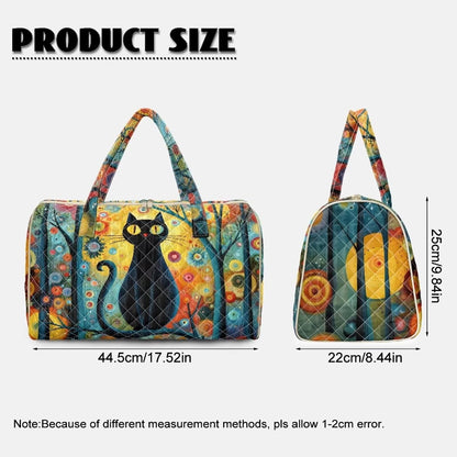 Cactus Quilted Gym Bag For Women, Quilt Large Tote Bag Holds Travel Essentials Clothes Makeup, Padded Top Handles, Lightweight Open Top with Inner Pockets to Store Cosmetics & Small Essentials