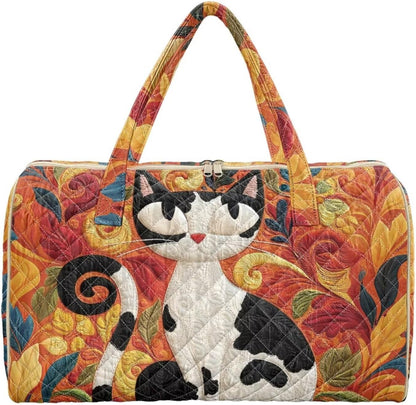 Cactus Quilted Gym Bag For Women, Quilt Large Tote Bag Holds Travel Essentials Clothes Makeup, Padded Top Handles, Lightweight Open Top with Inner Pockets to Store Cosmetics & Small Essentials